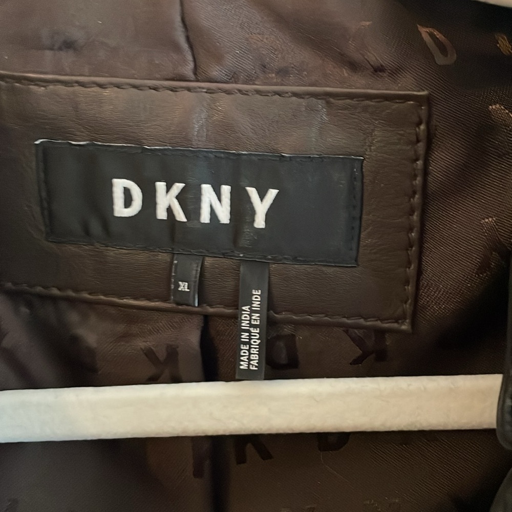 DKNY brown leather jacket size XL - Picture 2 of 3